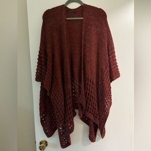 Women's Open Knit Sweater in Burgundy
